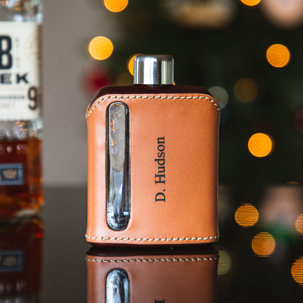 The Cowboys Flask - Leather hip flask, Sheriff, Marshal, store Engraved