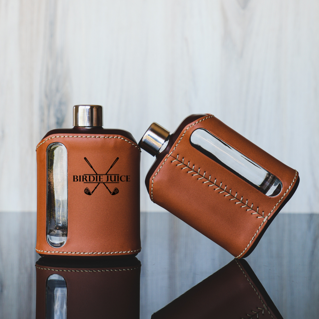 Leather Wrapped Flask with Monogram – Blackthorn Leather